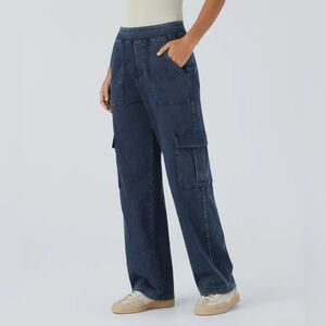 Halara Flex™ Mid Rise Pockets Straight Leg Casual Cargo Jeans